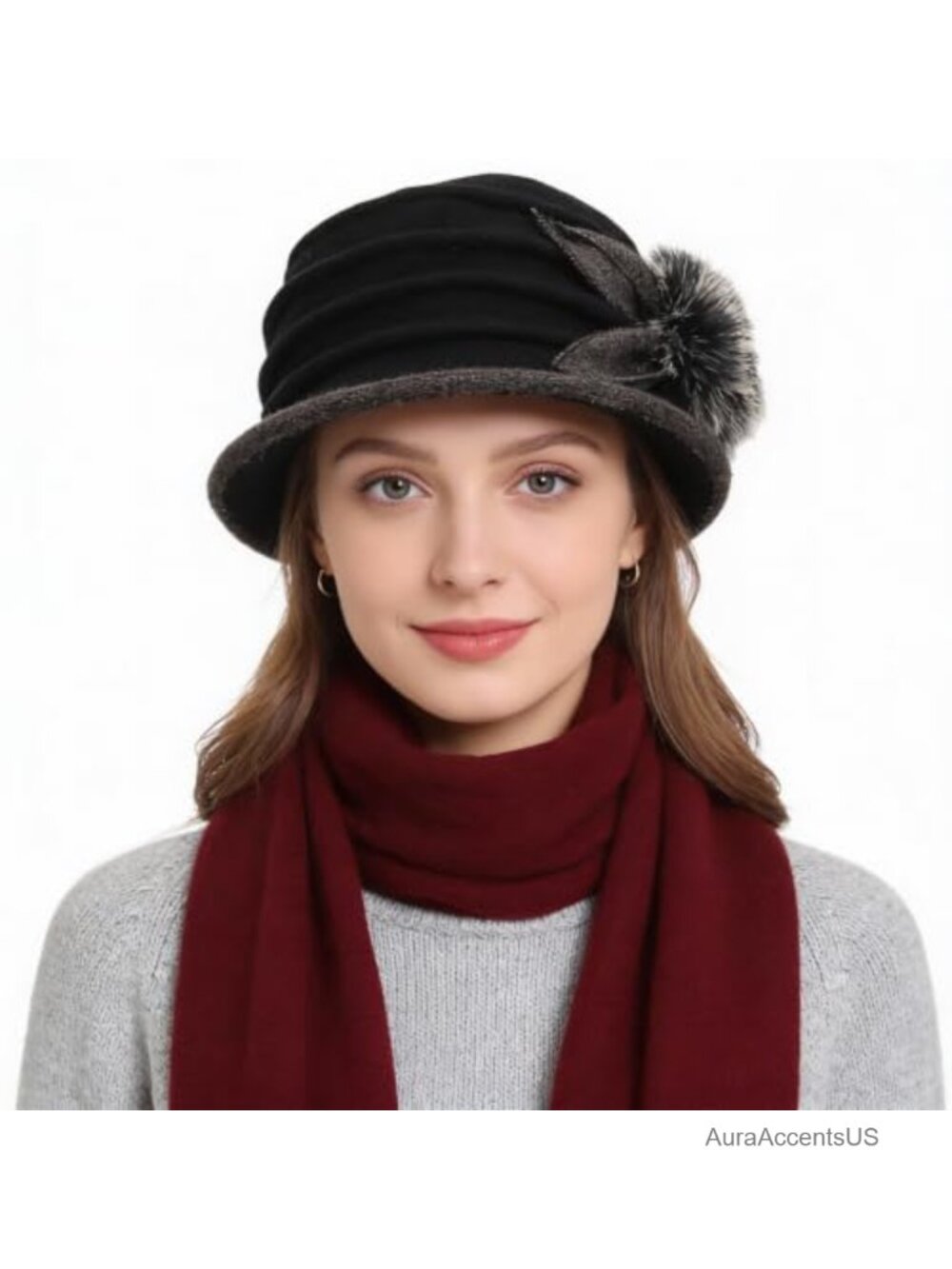 Wool Felt Bucket Hat Vintage 1920s Winter Cloche Dress Hat